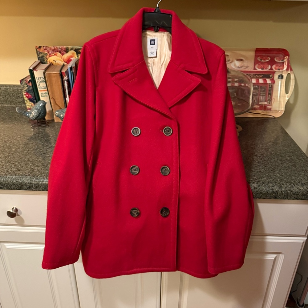 Classic Red Double-Breasted Women's Coat